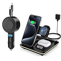 Bundle of Small Fast Retractable Car Charger and 5 in 1 Folding Wireless Charging Station