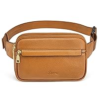S-ZONE Fanny Packs for Women, Genuine Leather RFID Blocking Crossbody Bags Purses, Sling Waist Bag, Fashionable Chest Bag, Gifts Travel Running Adjustable Strap Men Brown