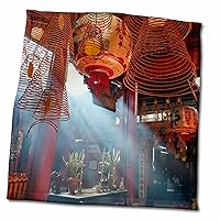 3dRose Smoke Beams from Incense, Ong Pagoda, Can THO, Mekong Delta, Vietnam - Towels (twl-277052-3)