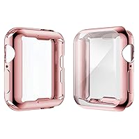 [2-Pack] JULK 40mm Case for Apple Watch SE 2023 / Series 6 / SE/Series 5 / Series 4 Screen Protector, Overall Protective Case TPU HD Ultra-Thin Cover (1 Rose Pink+1 Transparent)