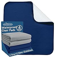 Waterproof Chair Pads for Incontinence Washable 22'' x 21'', 4 Pack Absorbent Seat Protector Underpads for Adults, Elderly, Kids, Toddler and Pets, Grey and Navy