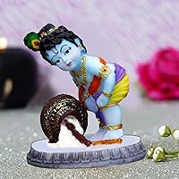 SR IMPEX Resin Hand Carved Baby Krishna Idol Sculpture Statue for Car Dashboard Office Home, Religious Temple Showpiece Figurines God Murti, Blue