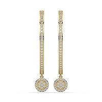 Colorless Round And Pink Princess Cut 4.92TCW Moissanite Diamond 18K Yellow Gold Big Lever Back Hoop Earring For Girls