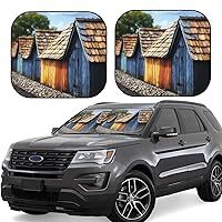 2 Pcs Car Windshield Sun Shade Foldable Roof Shingle Front Windshield Sunshade Portable Sunshield Blocks Keep Your Vehicle Cool for Most Sedans SUV Truck Small