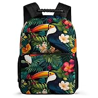 Toucan Print 16 Inch Backpack Laptop Backpack Shoulder Bag Daypack with Adjustable Strap for Casual Travel