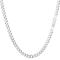 Jewelry Affairs 14k White Gold Comfort Curb Chain Necklace, 3.6mm