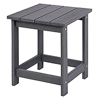 LZRS Adirondack Square Outdoor Side Table, Pool Composite Patio Table,HDPE End Tables for Backyard,Pool, Indoor Companion, Easy Maintenance & Weather Resistant(Grey)