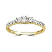 La4ve Diamonds 0.25-0.50 Carat Diamond, Prong Set 10K Solid Gold Round-cut Diamond Engagement Ring (J-K, I2) Real Diamond Fine Jewelry for Women |Gift Box Included (White,Yellow Gold)