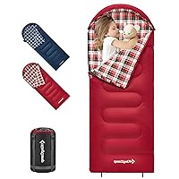 KingCamp Kids Sleeping Bag Flannel Lined Cold Weather 3-4 Season Sleeping Bag for Teens Youth Child Boys Girls Camping Hiking Backpacking, Water Repellent Lightweight & Compact