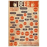 Beer Literacy Metal Tin Signs Beer Infographics Retro Reading Posters What Should I Drink Plaques Home Room Club Bar Wall Decor 8x12 Inches
