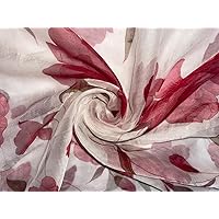 Silk Chiffon Printed Fabric White with Wine Floral 44