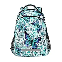 Teal Butterflies Backpacks Travel Laptop Daypack School Book Bag for Men Women Teens Kids