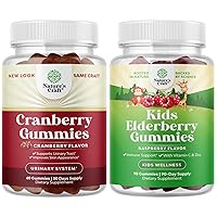Bundle of Natural Cranberry Gummies for Women and Men and Sambucus Elderberry Gummies for Kids Health - Extra Strength Delicious Antioxidant Cranberry Chews - Delicious Black Elderberry Gummies