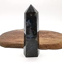359g Natural Labradorite Crsytal Obelisk/Quartz Crystal Wand Tower Point Healing