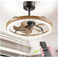 Brightown Retro Ceiling Fans with Lights and Remote - 20.5 Inches 6 Speeds Rotatable Low Profile Ceiling Fans with Lights 3000K-6500K Three Color Step Less Dimming for Bedroom Living Room Kitchen
