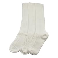 Classic Cable Knit Acrylic School Uniform Knee High Socks - 3 Pair Pack - Reinforced Heel and Toe, Comfortable & Durable