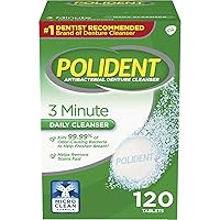Polident 3 Minute Triple Mint Antibacterial Denture Cleanser Effervescent Tablets, 120 count (Pack of 2)