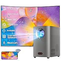 [Auto Focus] WiFi Projector, 17000LUX Android 11 Projector 300