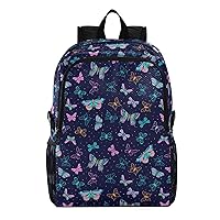 ALAZA Colourfull Flying Butterflies and Dots Packable Travel Camping Backpack Daypack