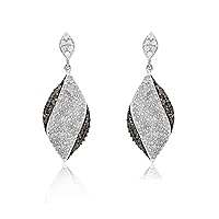 2.37 Carat (Cttw) Round Cut White & Champagne Natural Diamond Teardrop Dangle Earrings in Sterling Silver