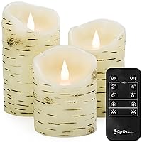 Flickering Flameless LED Candles with Remote Control, 3D Flame Battery Operated Candles in Real Wax for Indoor Use and Home décor, Set of 3: 3