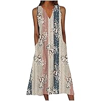 Womens Sleeveless Dresses Floral Dresses for Women Vneck Beach Hawaiian Maxi Long Summer Fall Dresses 2024