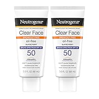 Clear Face Liquid Lotion Sunscreen for Acne-Prone Skin, Broad Spectrum SPF 50 Protection, Oil-, Fragrance- & Oxybenzone-Free Sunscreen, Non-Comedogenic, Twin Pack, 2 x 3 fl. oz
