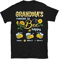 Personalized Grandma Bee Sunflowers T-Shirt, Personalized Grandmas, Reasons to Bee Happy Shirt, Bee Lovers Gift