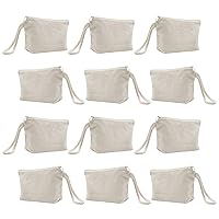 12-Pack Cotton Canvas Wristlet Pouches with Lining, 7-1/2 x 4-1/4 x 2 Inch - Natural
