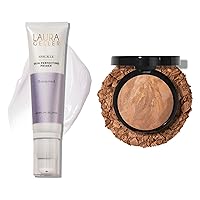 LAURA GELLER NEW YORK Illuminating Duo: Baked Balance-n-Glow Illuminating Foundation, Sand + Spackle Skin-Perfecting Makeup Primer, Diamond