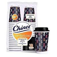 Chinet Double-Wall Hot Cups & Lids, 16 oz, 18 Ct