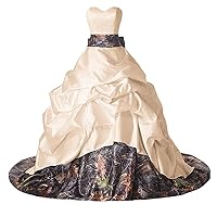 YINGJIABride Floor Length Pick-ups Satin with Camo Country Wedding Dresses Bridal Reception Prom Dress