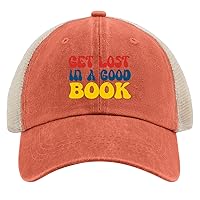 Get Lost in A Good Book Hat for Men Baseball Cap Vintage Washed Hiking Hat Breathable