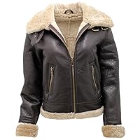 Women's Brown B3 WW2 Ginger Real Thick Sheepskin Leather Flying Jacket