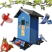 Squirrel Proof Bird Feeder for Outside, Bird Feeders for Outdoors Hanging 5 Lbs Seed, Wild Bird Feeder Large Capacity, Metal Bird Feeder for Small Birds, Cardinal, Finch