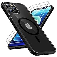 TAURI for iPhone 12 Pro Max Case Black, Compatible with Magsafe [Yellowing Resistant] with 2X Screen Protectors, Military-Grade Protection, Slim Magnetic Phone Case for iPhone 12 Pro Max, 6.7
