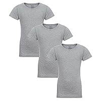 Apparel Girl's 3 Pack Short Sleeve T Shirts Crew Neck Casual Soft Tees Top - Sizes 3-16