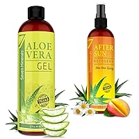 Seven Minerals Organic Aloe Vera Gel & After Sun Recovery Spray with Organic Aloe Vera Gel, Mango, & Chamomile