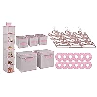 Nursery Storage 48 Piece Set - Easy Storage/Organization Solution - Keeps Bedroom, Nursery & Closet Clean, Infinity Pink