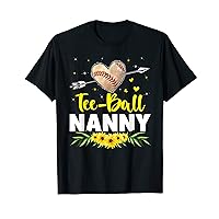 Tee Ball Nanny Floral Funny Heart Mother's Day T-Shirt