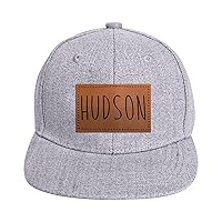 Personalized Infant Baseball Hat Cap: Custom Name Leather Patch Sun Hats - Adjustable Snapback Caps for Toddler Boys Girls
