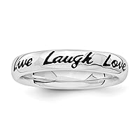 Sterling Silver Enamel Live Laugh Love Ring Size 8#2990