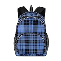 ALAZA Blue and Black Tartan Plaid Scottish School Backpacks Travel Laptop Bags Bookbags for College Student