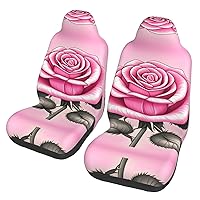 Beautiful Pink Roses Car seat Covers Front seat Protectors Washable and Breathable Cloth car Seats Suitable for Most Cars