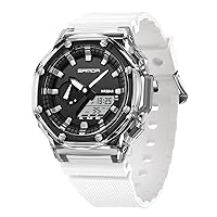 rorios Men's Fashion Watches Multifunctional Electronic Wrist Watch 50M Waterproof Watch Digital Analogue Quartz Watch Trendy Dual Display Men's Watches