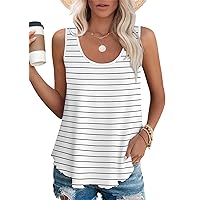 OFEEFAN Womens Tank Tops Sleeveless Eyelet Embroidery Scoop Neck Loose Fit Casual Summer Flowy