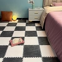 50pcs Thickened Interlocking Foam Carpet Tiles Plush Puzzle Play Mat Shaggy Soft Area Rugs 12