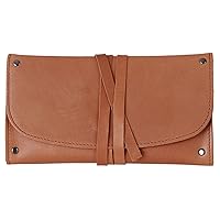 Large Tan Leather Tobacco Pouch with Built-in Pockets and Cord Closure - Single Pipe Storage Pouch, Surgical Rubber Lining Tobacco Storage, Rustic Brown Genuine Leather