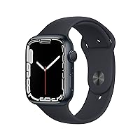 Apple Watch Series 7 [GPS 45mm] Smart Watch w/ Midnight Aluminum Case with Midnight Sport Band. Fitness Tracker, Blood Oxygen & ECG Apps, Always-On Retina Display, Water Resistant