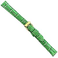 12mm DB Baby Crocodile Grain Green Padded Stitched Watch Band Strap